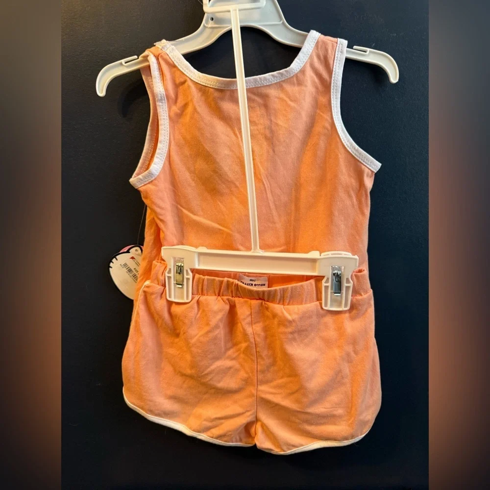 Hello Kitty 2 Piece Shorts and Tank Set Peach Orange NWT 24 Months Baby Girl